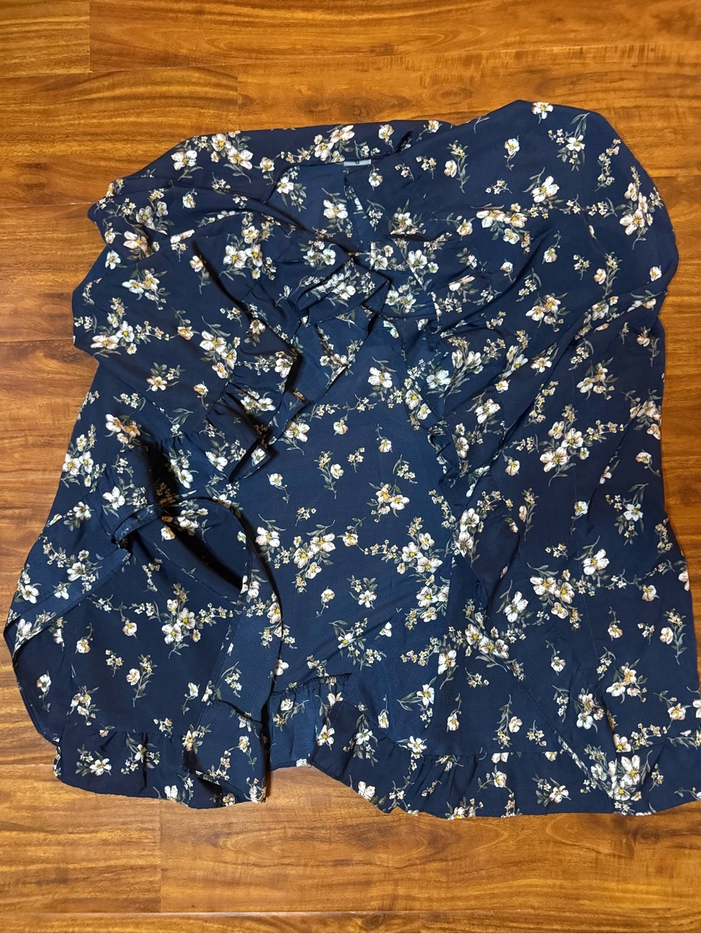 Floral Ruffle Navy Women’s Cover Up